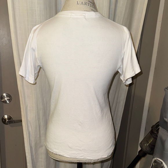 Women's White red black Graphic Asian theme artsy shortsleeve Tee Medium shirt - Picture 5 of 7